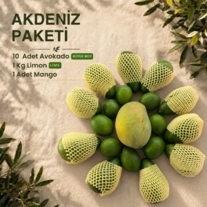 Akdeniz Paketi | 10 Adet Büyük Boy Avokado (200 g+) + 1 Kg Lime Limon + 1 Adet Mango (400 g+)